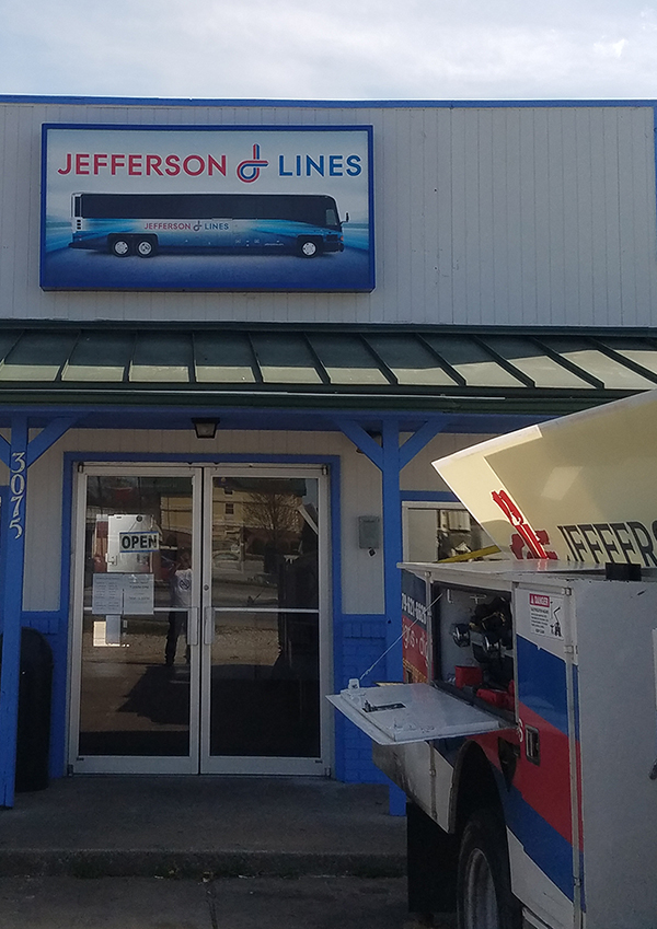 Installation of the New Jefferson Lines Sign